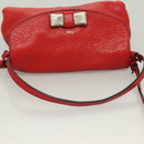 Chloe Lily Hand Bag Leather 2way Red Gold Auth BA3699-6