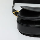 CELINE Shoulder Bag Leather Black Gold Auth BA3711-9