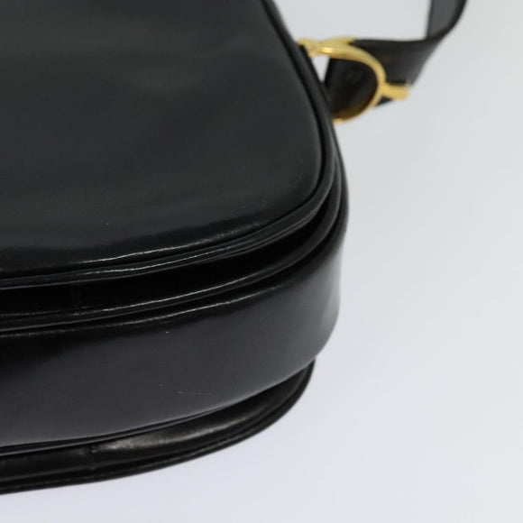 CELINE Shoulder Bag Leather Black Gold Auth BA3711