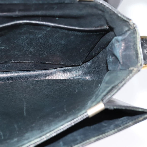 CELINE Shoulder Bag Leather Black Gold Auth BA3711