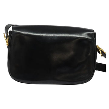 CELINE Shoulder Bag Leather Black Gold Auth BA3711 - 0