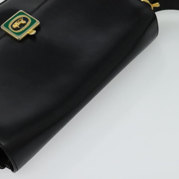 CELINE Shoulder Bag Leather Black Gold Auth BA3711