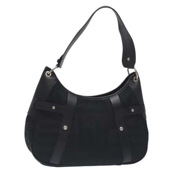 Salvatore Ferragamo Shoulder Bag Canvas Black Silver Auth BA3712