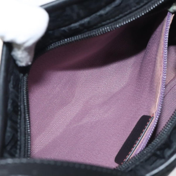 Salvatore Ferragamo Shoulder Bag Canvas Black Silver Auth BA3712