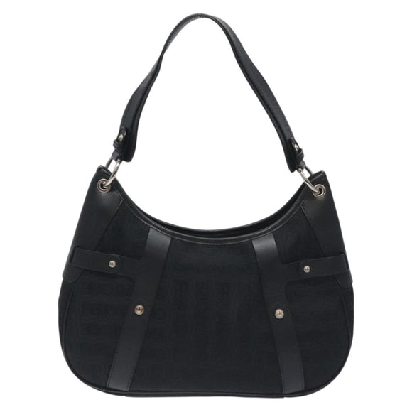 Salvatore Ferragamo Shoulder Bag Canvas Black Silver Auth BA3712