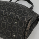 Salvatore Ferragamo Gancini Tote Bag Canvas PVC Black Silver Auth BA3713-9