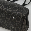 Salvatore Ferragamo Gancini Tote Bag Canvas PVC Black Silver Auth BA3713-15
