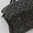 Salvatore Ferragamo Gancini Tote Bag Canvas PVC Black Silver Auth BA3713-16