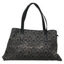 Salvatore Ferragamo Gancini Tote Bag Canvas PVC Black Silver Auth BA3713-13
