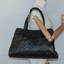 Salvatore Ferragamo Gancini Tote Bag Canvas PVC Black Silver Auth BA3713-23