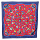 HERMES Carre 90 Scarf ""Qu`importe le flacon"" Silk Red Blue Auth BA3716-1