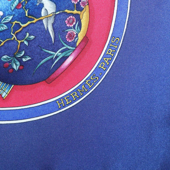 HERMES Carre 90 Scarf ""Qu`importe le flacon"" Silk Red Blue Auth BA3716