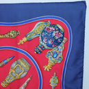 HERMES Carre 90 Scarf ""Qu`importe le flacon"" Silk Red Blue Auth BA3716-4