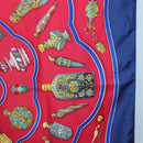 HERMES Carre 90 Scarf ""Qu`importe le flacon"" Silk Red Blue Auth BA3716-7