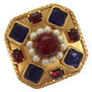 CHANEL Brooch metal Gold CC Auth BA3720-1