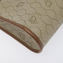 Christian Dior Honeycomb Canvas Pouch PVC Beige Auth BA3728-16
