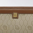 Christian Dior Honeycomb Canvas Pouch PVC Beige Auth BA3728-8