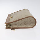 Christian Dior Honeycomb Canvas Pouch PVC Beige Auth BA3728-4
