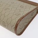 Christian Dior Honeycomb Canvas Pouch PVC Beige Auth BA3728-14