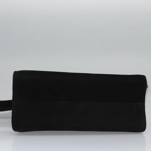 Salvatore Ferragamo Vala Hand Bag Suede 2way Black Gold Auth BA373