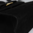 Salvatore Ferragamo Vala Hand Bag Suede 2way Black Gold Auth BA373-9