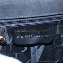 Salvatore Ferragamo Vala Hand Bag Suede 2way Black Gold Auth BA373-12