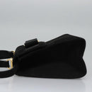 Salvatore Ferragamo Vala Hand Bag Suede 2way Black Gold Auth BA373-4