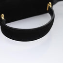 Salvatore Ferragamo Vala Hand Bag Suede 2way Black Gold Auth BA373-8