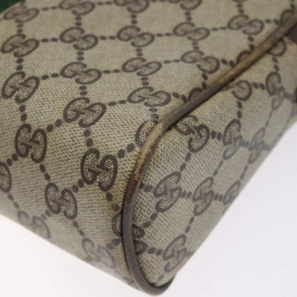 GUCCI GG Supreme Web Sherry Line Clutch Bag PVC Beige Gold Red Auth BA3731