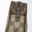 GUCCI GG Supreme Web Sherry Line Clutch Bag PVC Beige Gold Red Auth BA3731-9