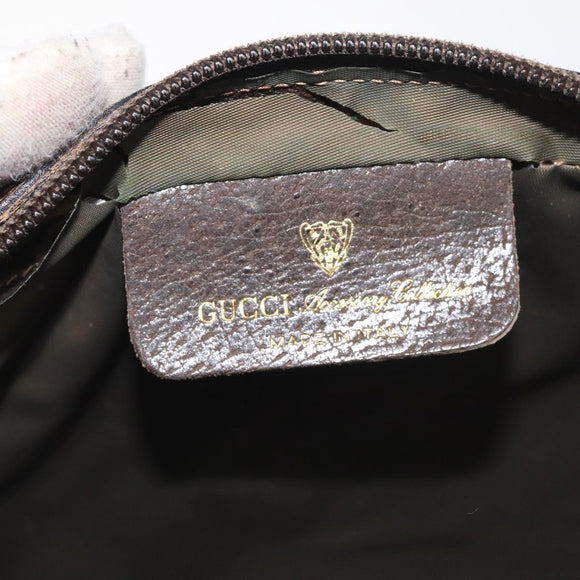 GUCCI GG Supreme Web Sherry Line Clutch Bag PVC Beige Gold Red Auth BA3731