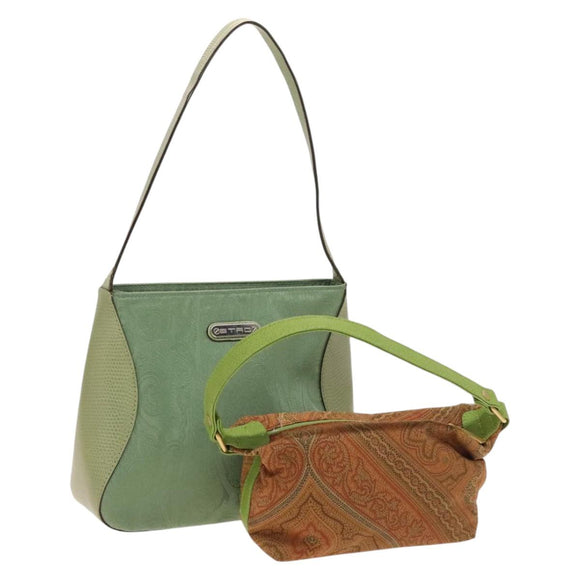 ETRO Paisley Schultertasche PVC Canvas 2er-Set Grün Braun Auth BA3734