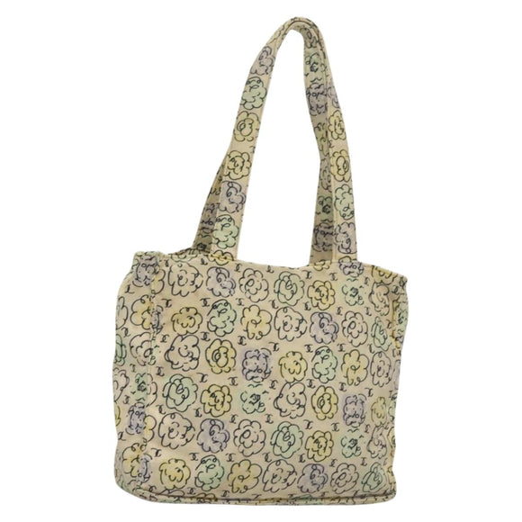 CHANEL Camelia COCO Mark Tote Bag Cotton Multicolor CC Auth BA3738