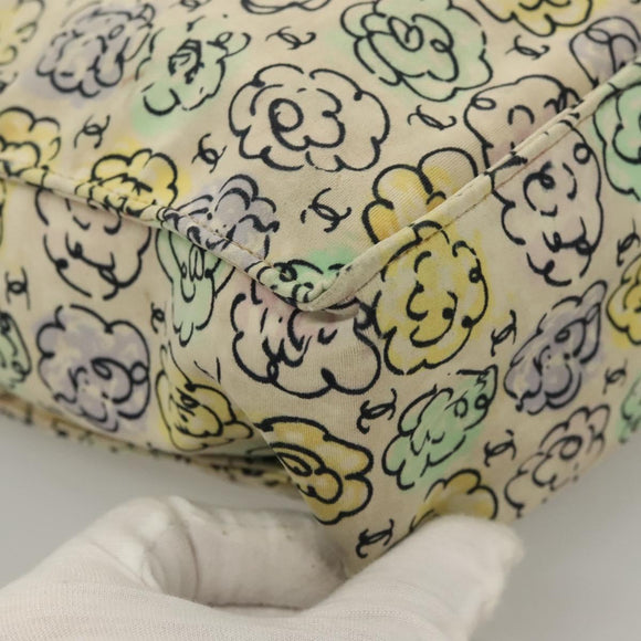 CHANEL Camelia COCO Mark Tote Bag Cotton Multicolor CC Auth BA3738
