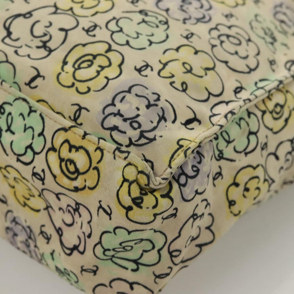 CHANEL Camelia COCO Mark Tote Bag Cotton Multicolor CC Auth BA3738