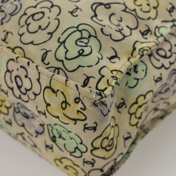 CHANEL Camelia COCO Mark Tote Bag Cotton Multicolor CC Auth BA3738