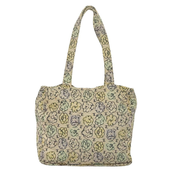 CHANEL Camelia COCO Mark Tote Bag Cotton Multicolor CC Auth BA3738