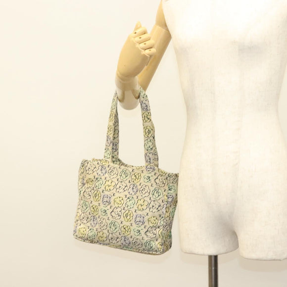 CHANEL Camelia COCO Mark Tote Bag Cotton Multicolor CC Auth BA3738