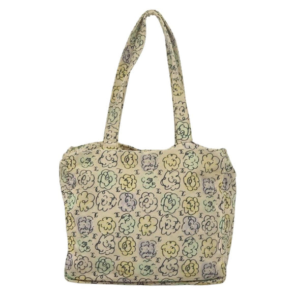 CHANEL Camelia COCO Mark Tote Bag Cotton Multicolor CC Auth BA3738