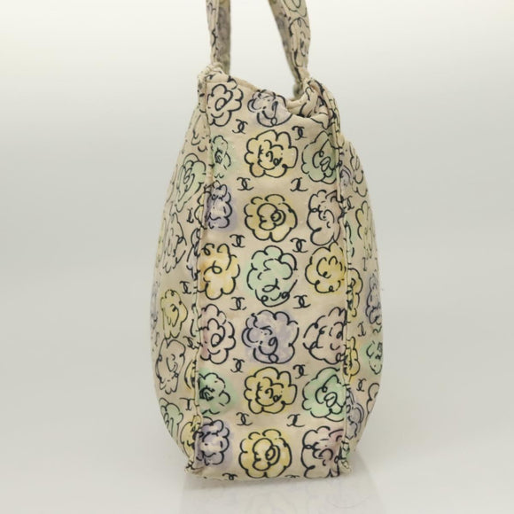 CHANEL Camelia COCO Mark Tote Bag Cotton Multicolor CC Auth BA3738