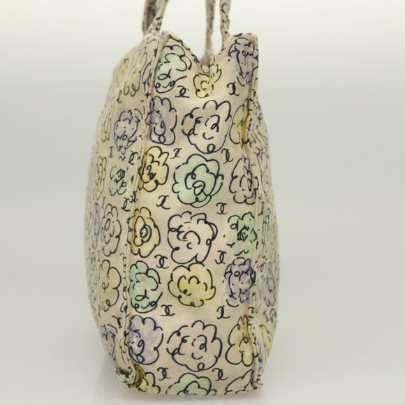 CHANEL Camelia COCO Mark Tote Bag Cotton Multicolor CC Auth BA3738