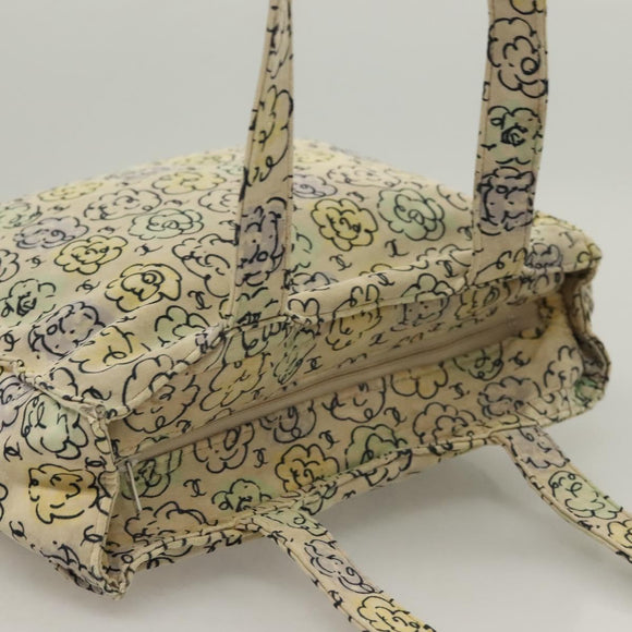 CHANEL Camelia COCO Mark Tote Bag Cotton Multicolor CC Auth BA3738