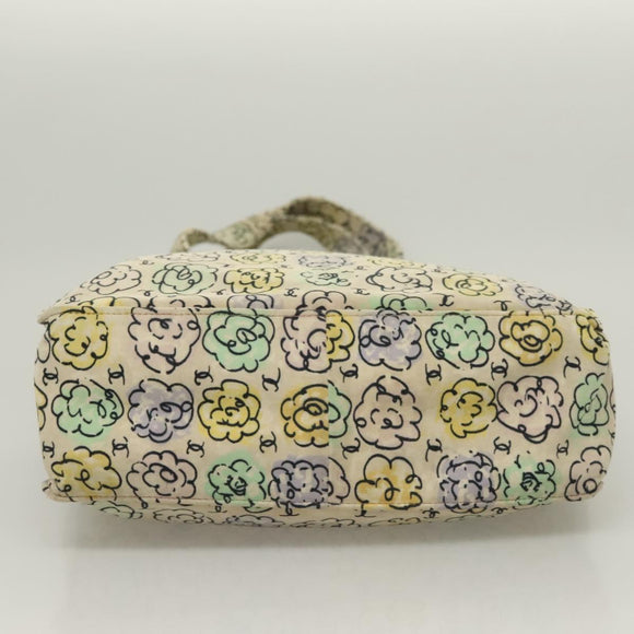 CHANEL Camelia COCO Mark Tote Bag Cotton Multicolor CC Auth BA3738