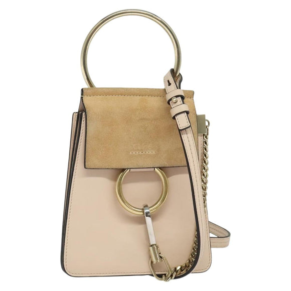 Chloe Fay Hand Bag Leather 2way Pink Gold Auth BA3740