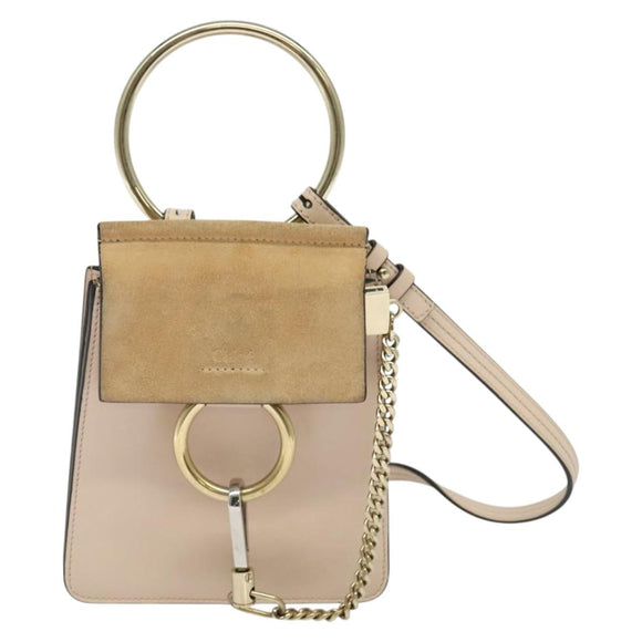 Chloe Fay Hand Bag Leather 2way Pink Gold Auth BA3740