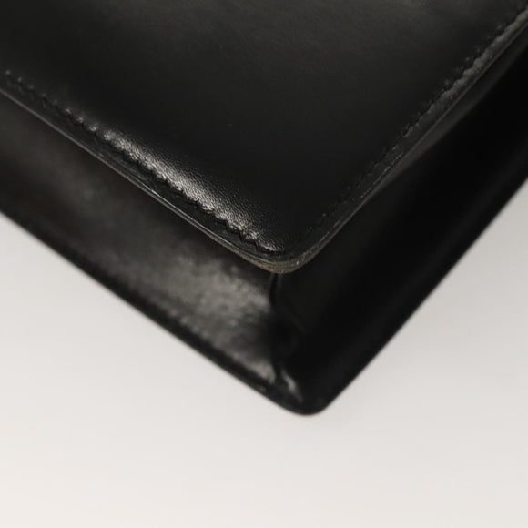 CELINE Shoulder Bag Leather Black Gold Auth BA3770