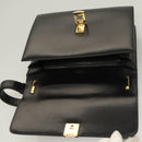 CELINE Shoulder Bag Leather Black Gold Auth BA3770-11