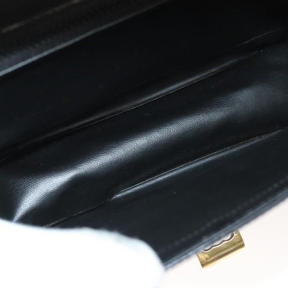 CELINE Shoulder Bag Leather Black Gold Auth BA3770