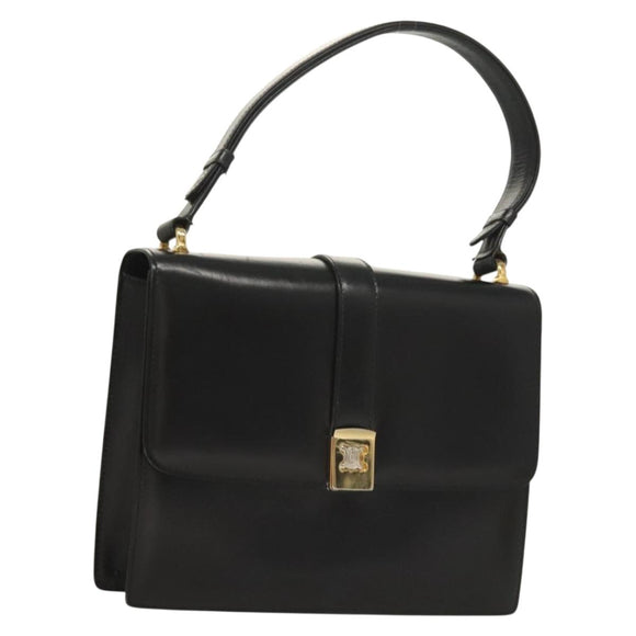 CELINE Shoulder Bag Leather Black Gold Auth BA3770