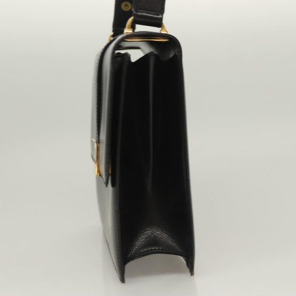 CELINE Shoulder Bag Leather Black Gold Auth BA3770